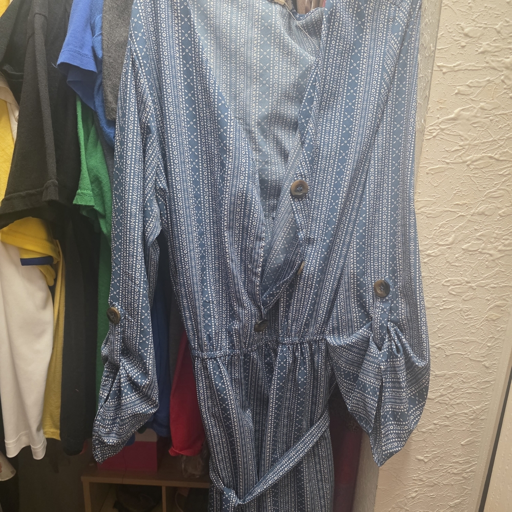 Blue Mini Dress With Pockets